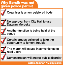 why bersih was not given police permit rally 071107