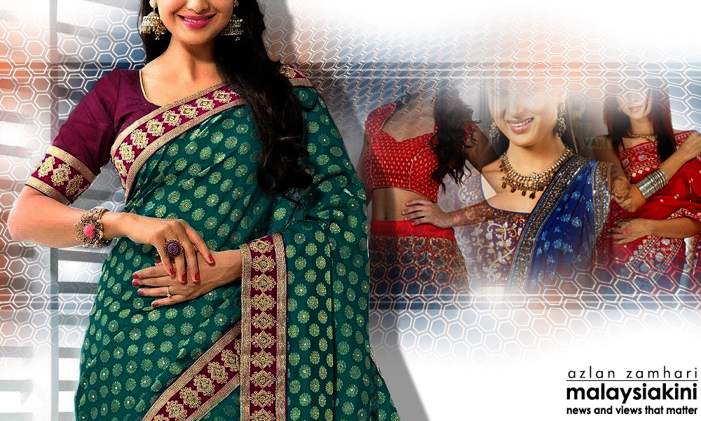 This time it is the saree blouse that has fallen victim