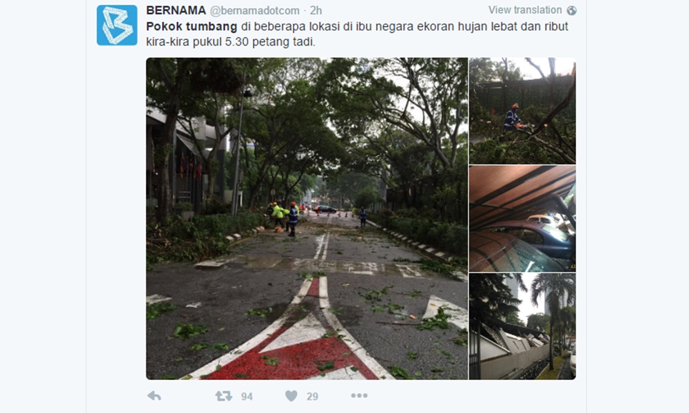 Storm lashes federal capital, felling trees and damaging property