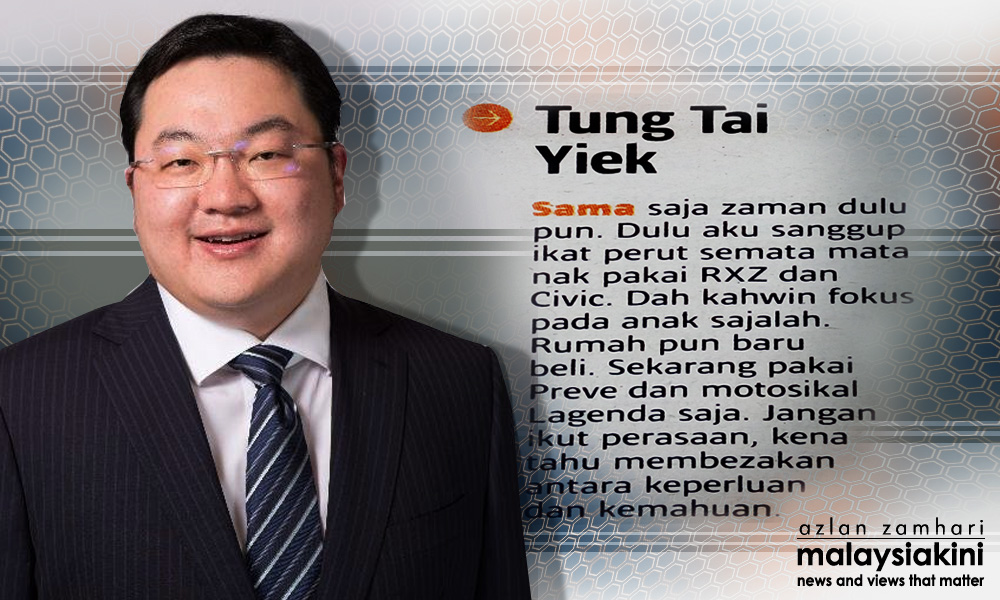'Jho Low' says be frugal, differentiate between needs and wants