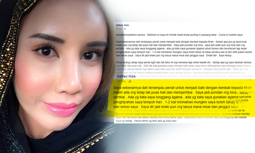 Safiey: Saya lebih tenang jadi mak nyah kembali