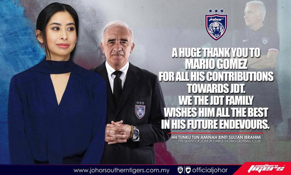 JDT ucap selamat jalan kepada Gomez