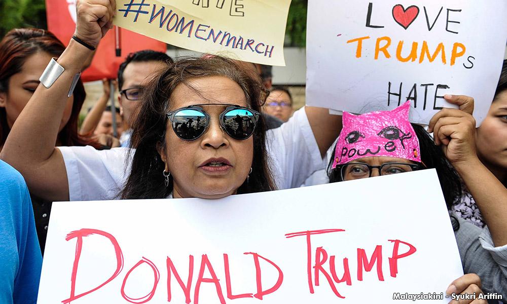 Pembangkang, NGO demo anti-Trump depan kedutaan