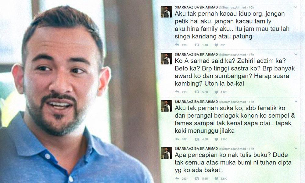 Sharnaaz kecam siapa di Twitter?