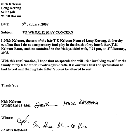 nick kelesau fake letter 040208