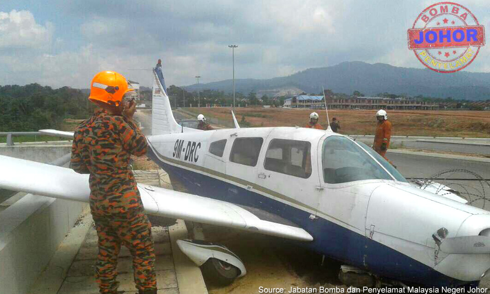 Light aircraft crash lands in Johor, no casualties