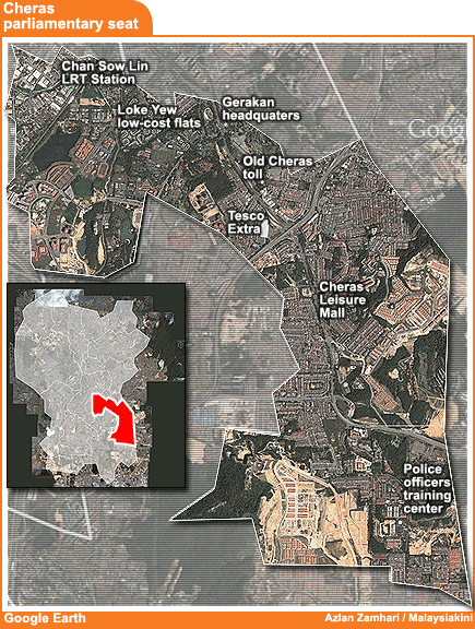 cheras parliamentary google earth map