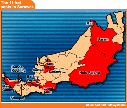 11 hot seats in sarawak