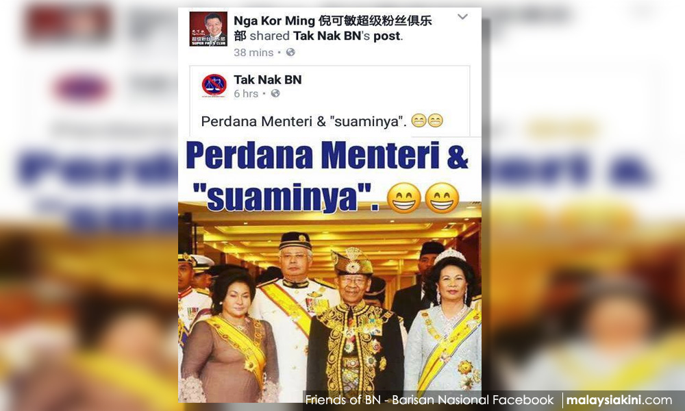 Posting of Najib and late sultan on anti-BN FB page courts flak