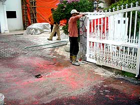 abdul rashid ec chairman house red paint splashed 060308 blotches