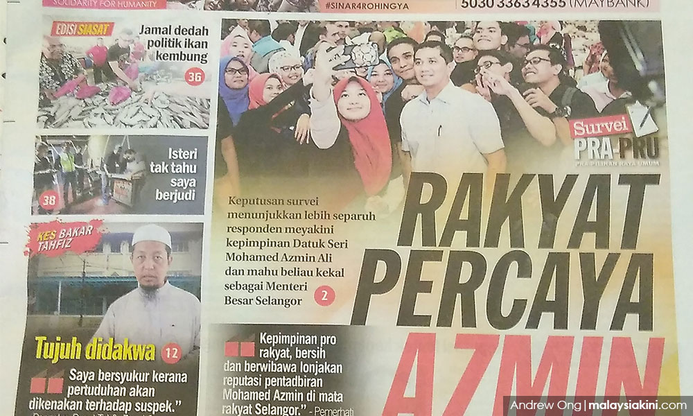 Tinjauan: 54 peratus mahu Azmin kekal sebagai MB