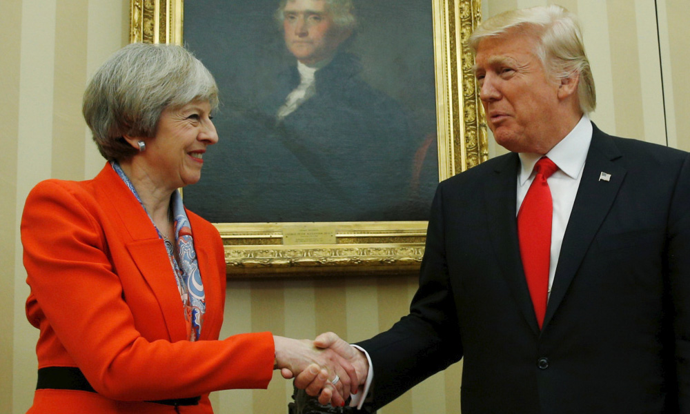 May urges Trump to bring forward proposals on Middle East peace
