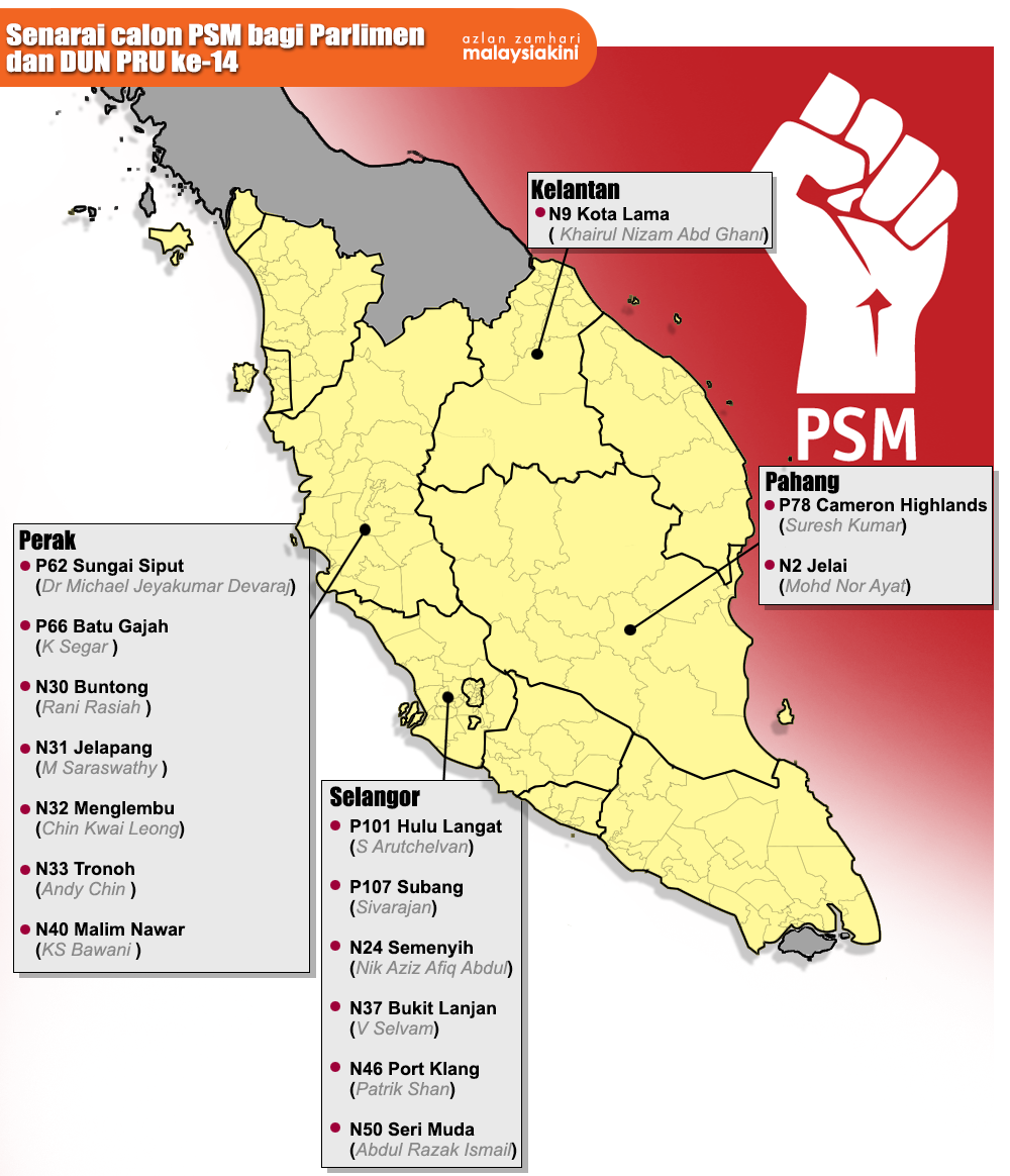 Malaysiakini Psm Umum Calon 5 Kerusi Parlimen 12 Dun