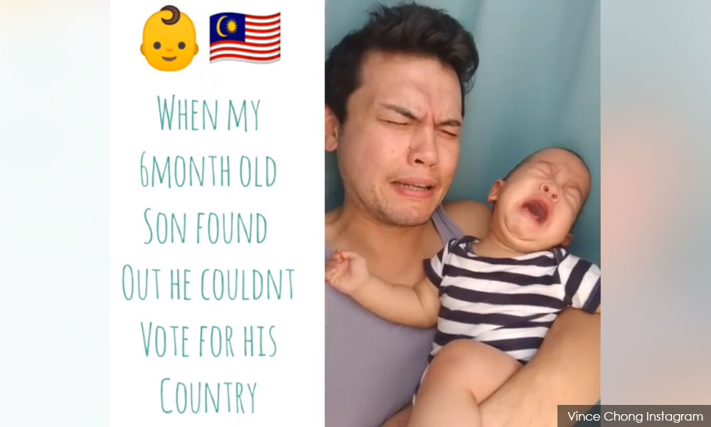 Anak Vince menangis sebab tak boleh mengundi?