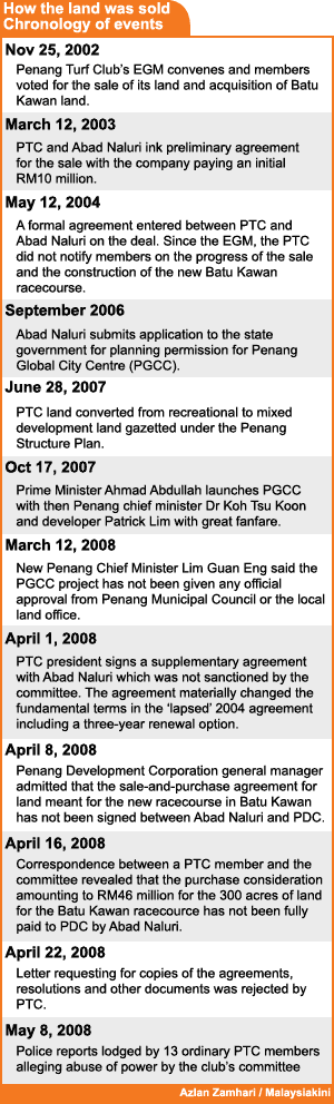 penang golf and country club pgcc land scandal chronology 080508