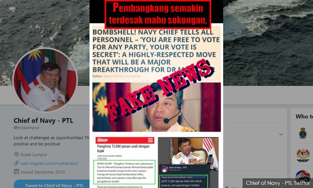 Navy chief condemns spin, tweets 'hebatkan negaraku' similar to BN slogan