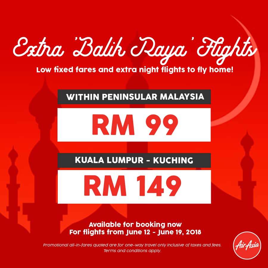 AirAsia Balik Raya late night flights at fixed low fares!