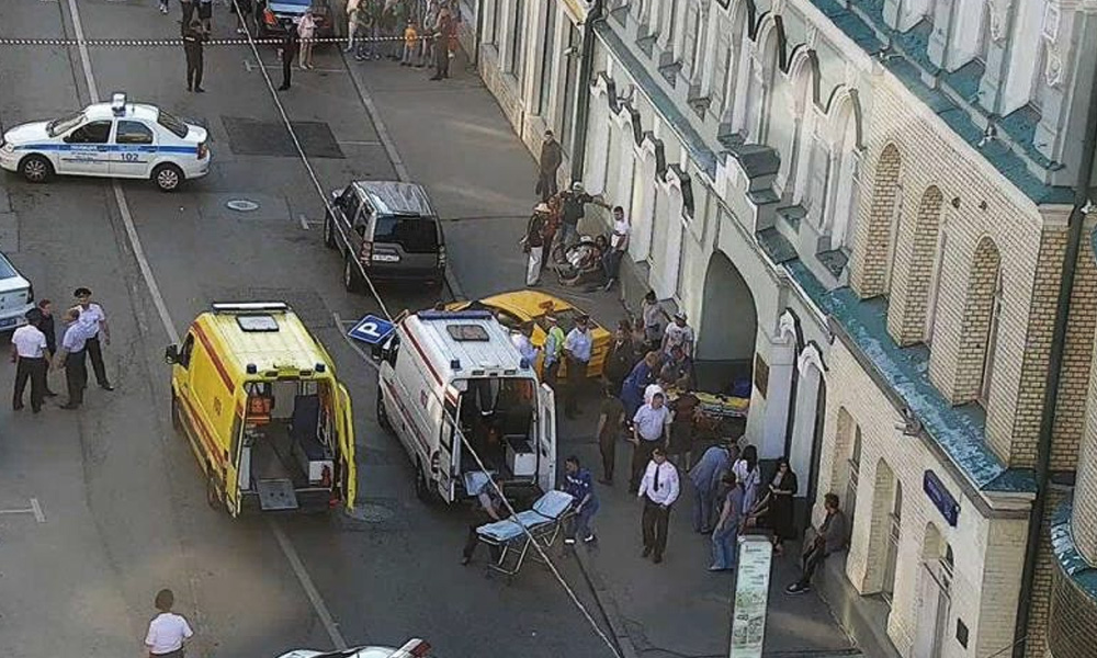 Seven injured as taxi ploughs into crowd, including World Cup fans