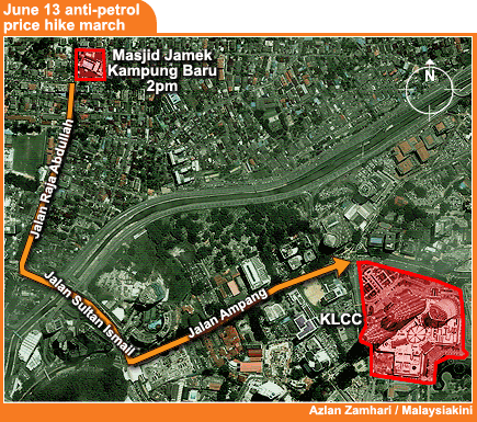 anti petrol price hike protest kampung baru to klcc 120608