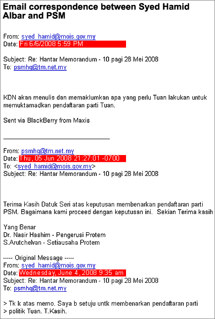 email correspondence between syed hamid albar and psm 170608