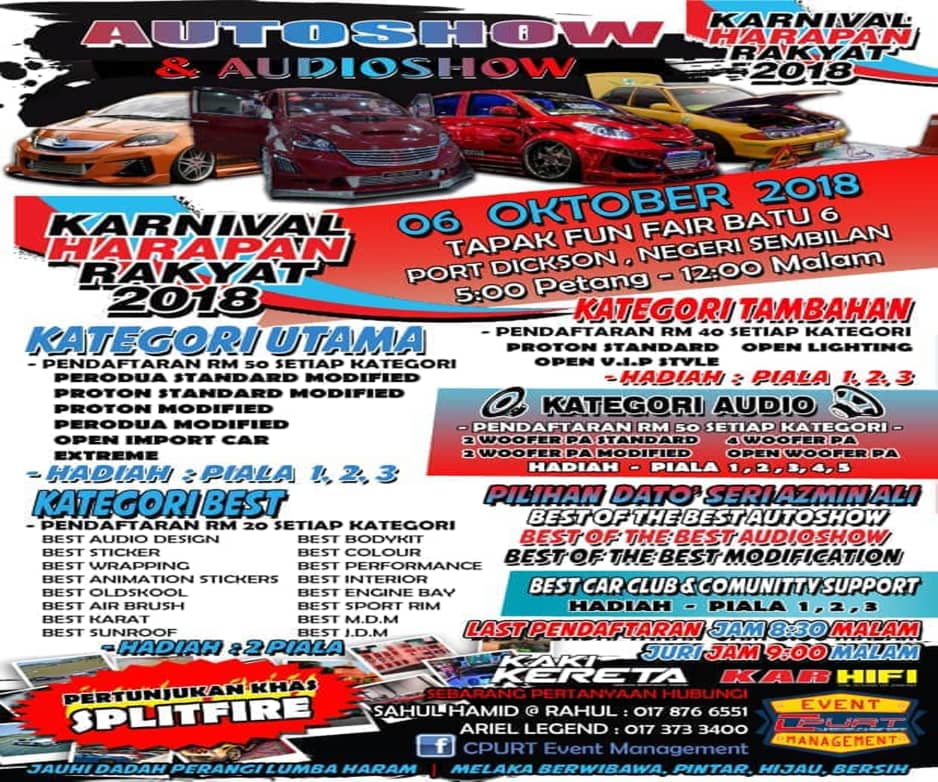 ACARA HEBAT KARNIVAL HARAPAN RAKYAT 2018 DI PRK PORT DICKSON JUMAAT HINGGA AHAD INI