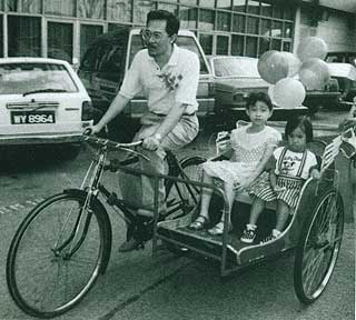 old photo of anwar ibrahim riding a trshaw with his children 190808
