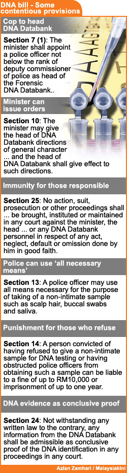 dna bill some contentious provisions 020908