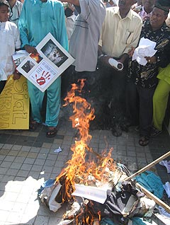 anti israel protest penang 090109 burn