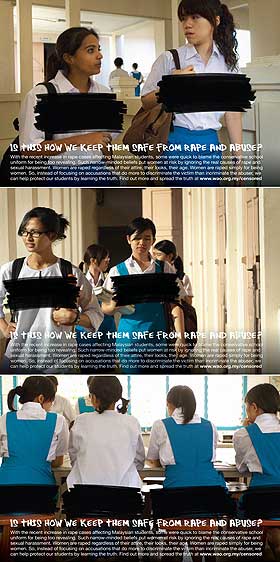 womens aid organisation pc censored anti rape campaign 130109 school girls poster