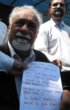 karpal singh live 9mm bullets warning letter on sultan and malay rights 200209 02