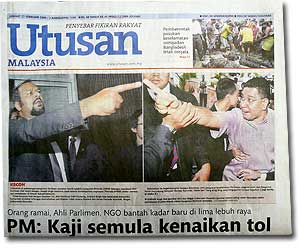 utusan newspaper article on parliament umno youth assault dap mps 270209