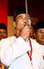 umno agm 250309 hishammuddin wield keris