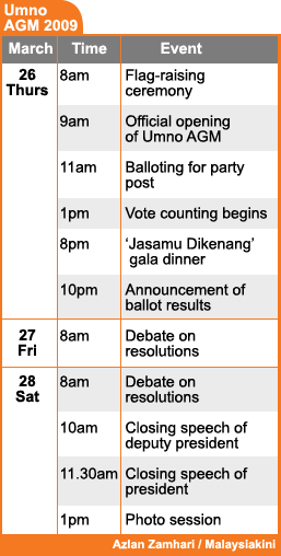 umno 2009 agm timetable 230309
