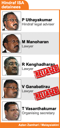 hindraf isa detainee r kenghadharan and v ganabatirau released 060409