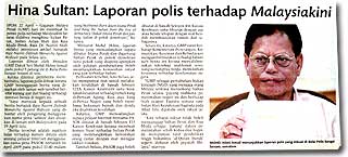 utusan malaysia article on perak gmp police report on malaysiakini on sultan perak article 230409