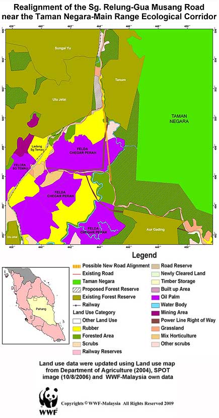 realignment of the sungai relung gua musang road taman negara main range ecological corridor 280409