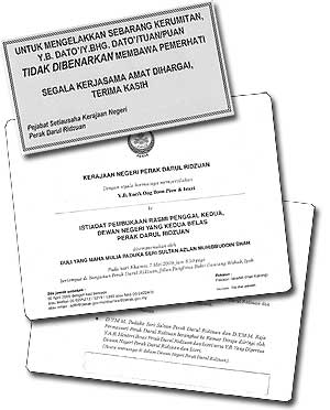 perak state assembly official invitation card with warning memo not to bring observers from perak state secretary 050509
