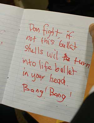 death threat note to murugiah with bullet 110509 02