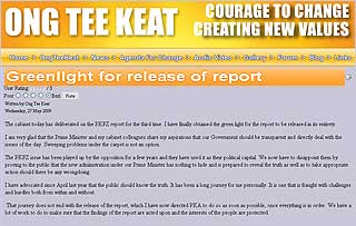 ong tee keat green light on release of pkfz report in his blog website 270509