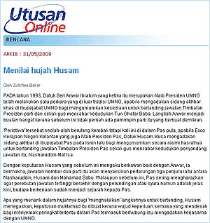 utusan malaysia article on husam musa 050609