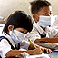 student school children wear mask flu swine