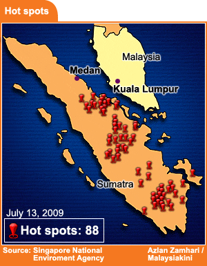 haze air pollution hot spot map update 13 july 130709