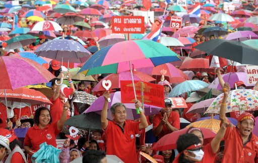 pro thaksin red shirt protesters in bangkok thailand