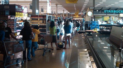 shoppers at supermarket after tsunami threat from chile earthquake