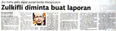 utusan zulkifli lodge police report against malaysiakini 300410  02
