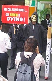 tobacco convention protest 151105 grim reaper