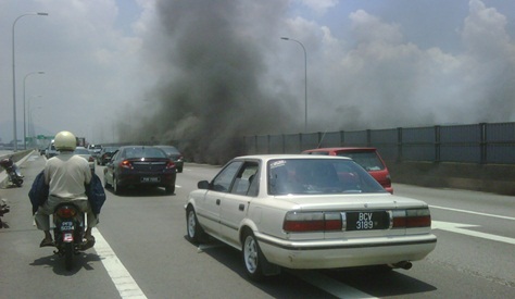 penang bridge is burning
