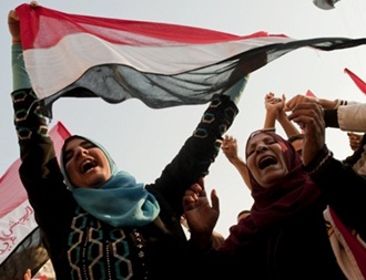 egypt the day after mubarak overthrow women celebrating 1
