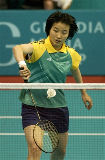 women female badminton player wears skirt