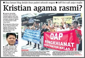 utusan malaysia kristian agama rasmi 1